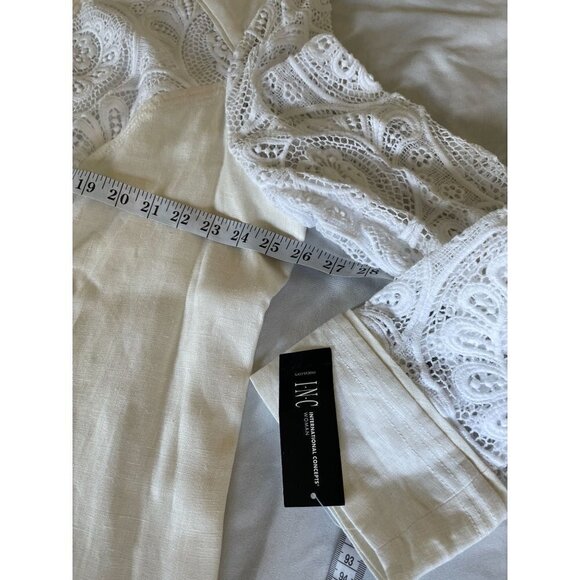 INC International Concepts Women's Jacket Sz 3X Cotton Linen Lace Insets White - Picture 11 of 13